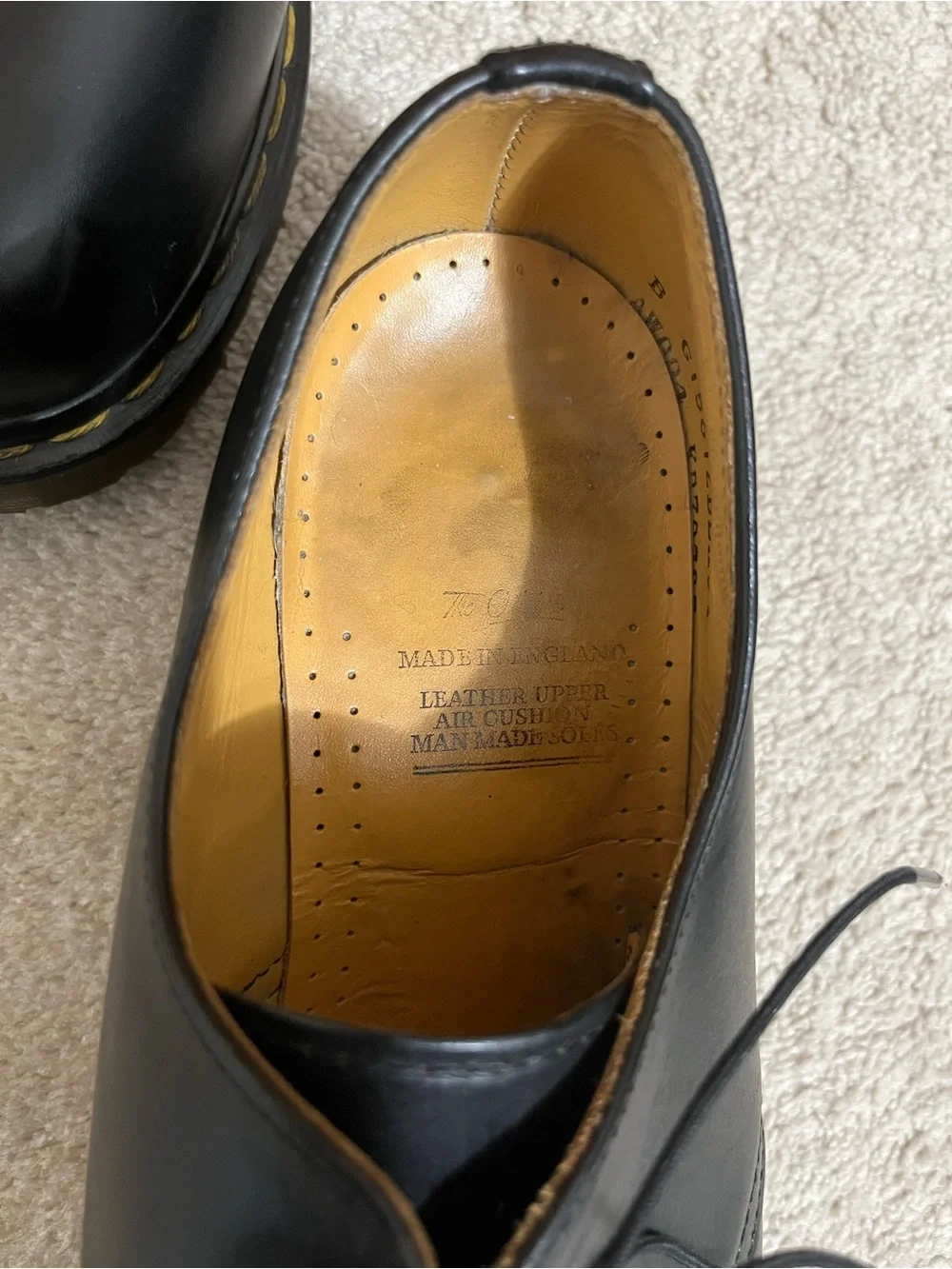 Vintage Dr. Martens 4-Eye Shoes Made in England Black Leather US 10